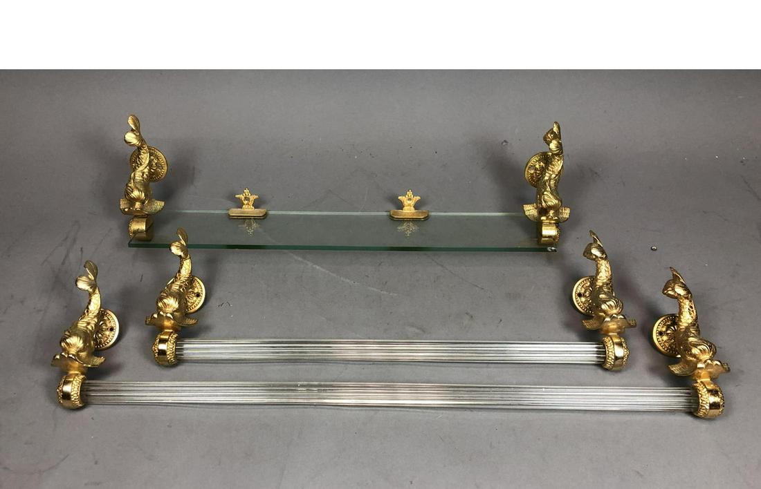 3pc SHERLE WAGNER Dolphins. Figural gilt metal do (1 of 10)