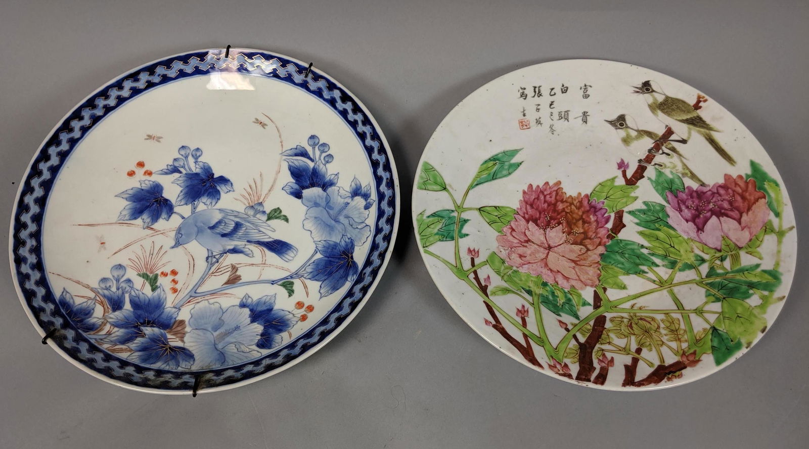 2pc Chargers. Large handpainted charger with pink (1 of 11)