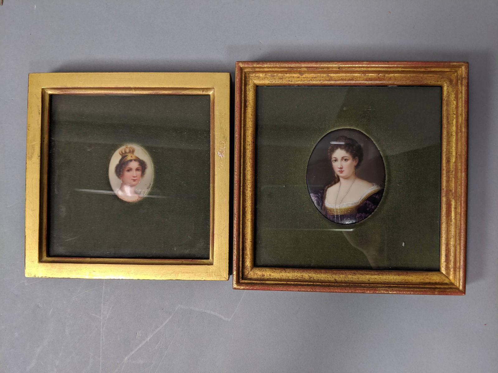 2 Oval Antique Porcelain Portrait Plaques. Miniat (1 of 8)