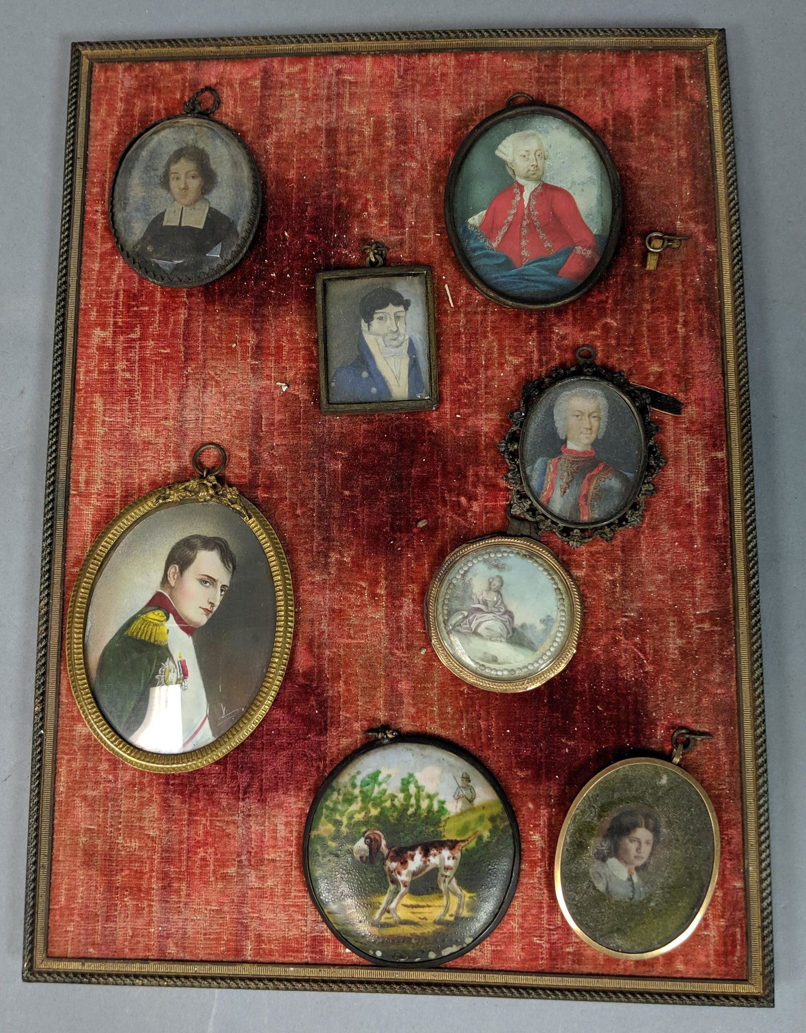 8pc Miniature Frame Paintings, Mostly Portraits. (1 of 9)