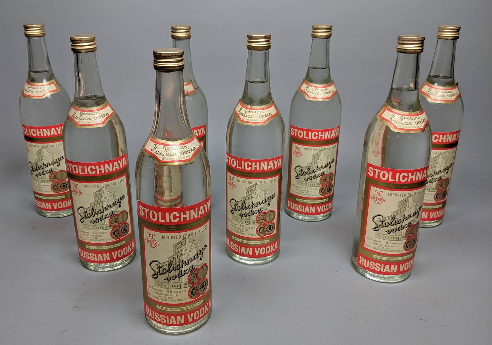 8 STOLICHNAYA Vodka Bottles. 4/5 qt Russian vodka (1 of 13)