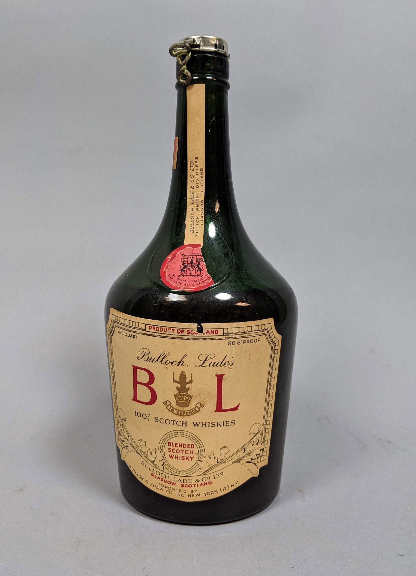 Bulloch Lade's Scotch Whiskies. Vintage. Spring: Bulloch Lade's Scotch Whiskies. Vintage. Spring Cap. -- Dimensions: ---