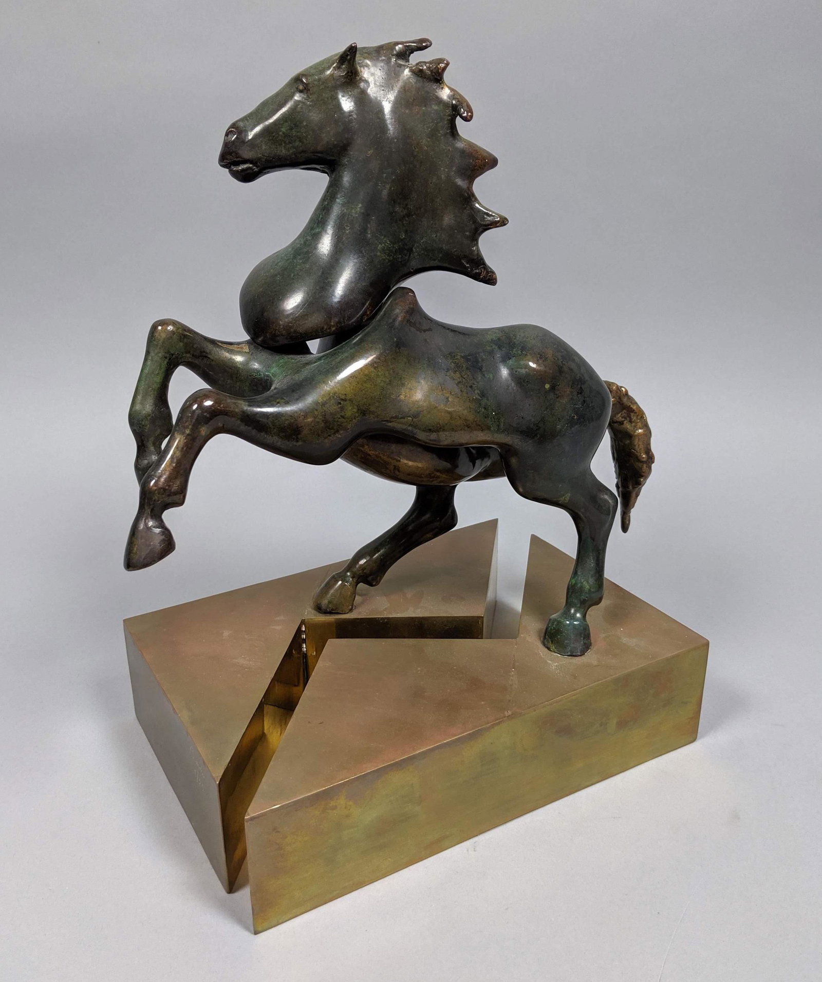 2 part Modernist Bronze Horse Sculpture.  "Cabrio (1 of 13)
