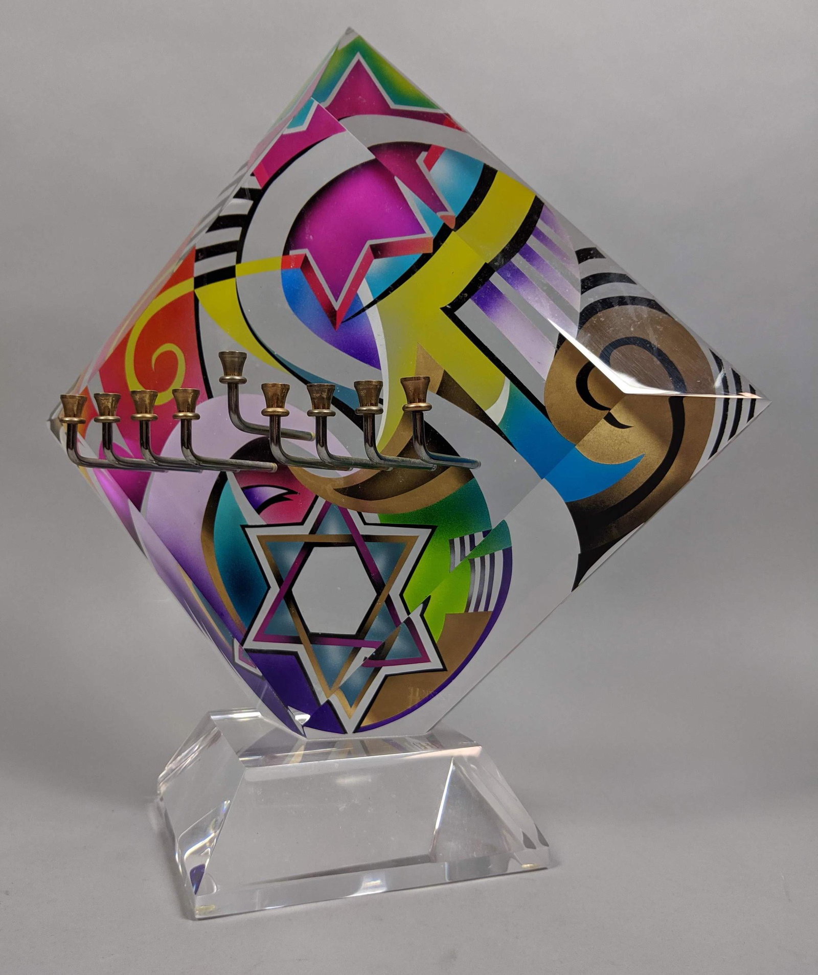 SHLOMO HAZIZA  Colorful Acrylic Menorah Sculpture (1 of 13)