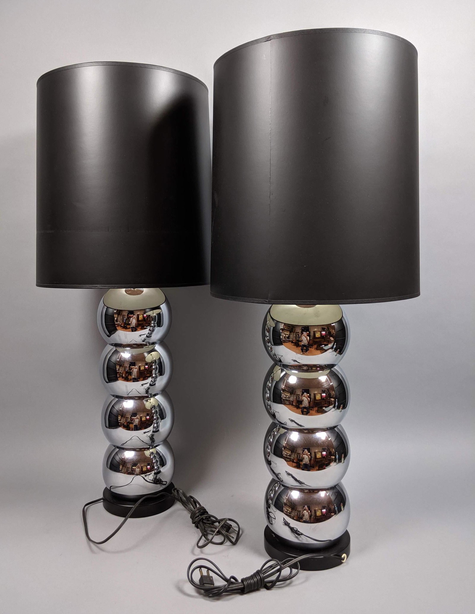 Pr KOVACS style Stacked Chrome Ball Table Lamps. (1 of 7)
