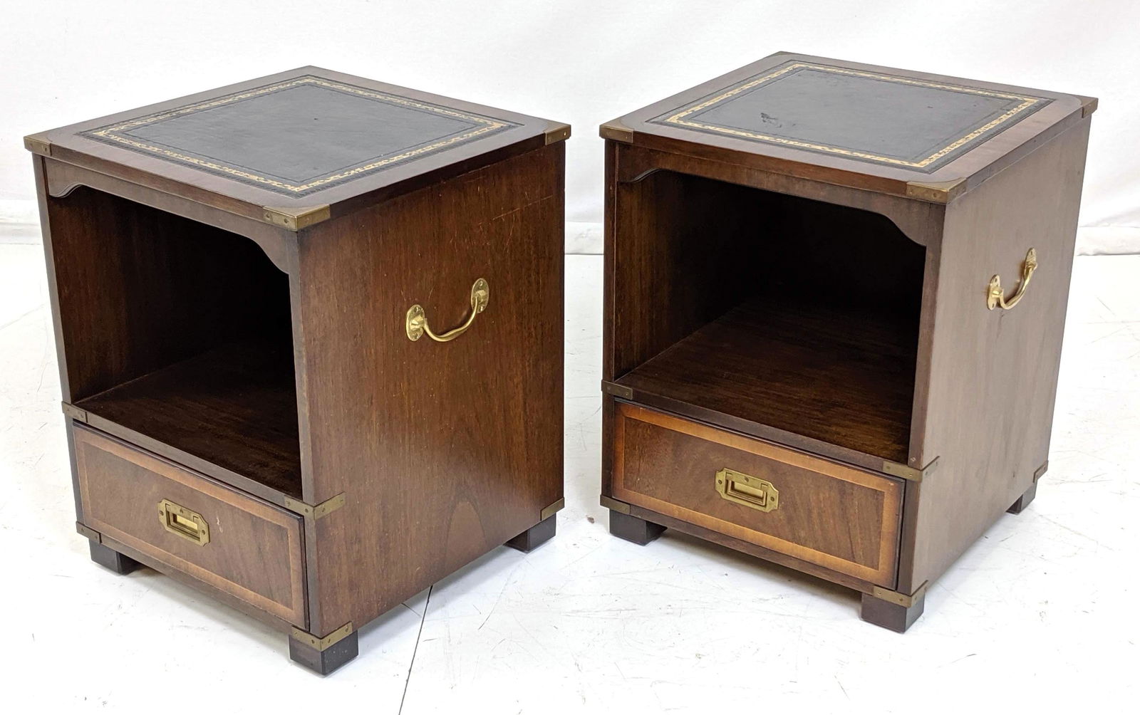 Pr N. NORMAN London Campaign style End Tables. Le (1 of 10)