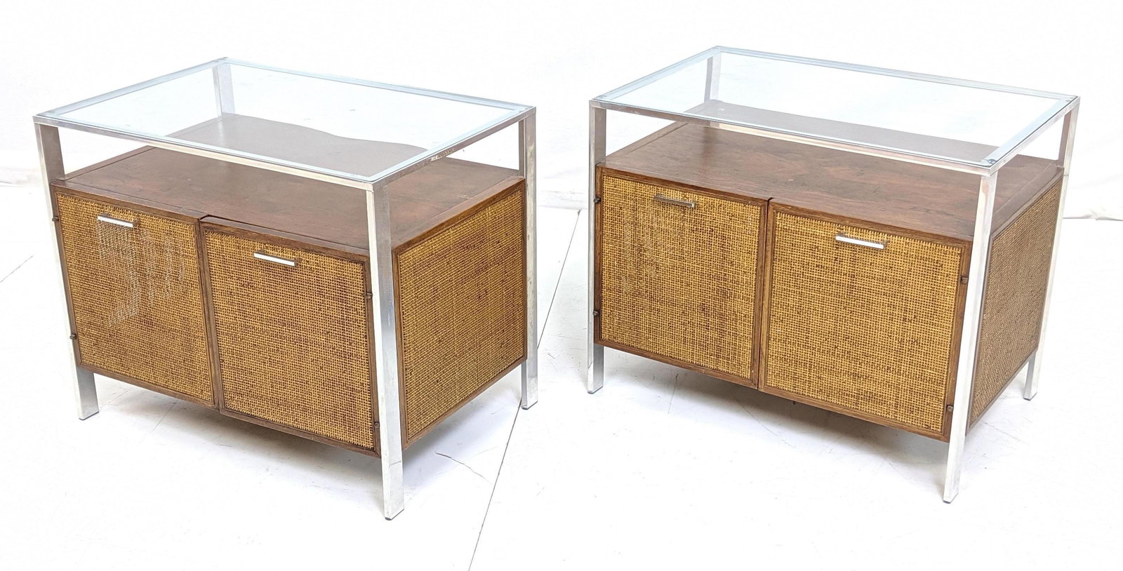 Pr American Modern Glass Top Chrome Frame End Tab (1 of 12)
