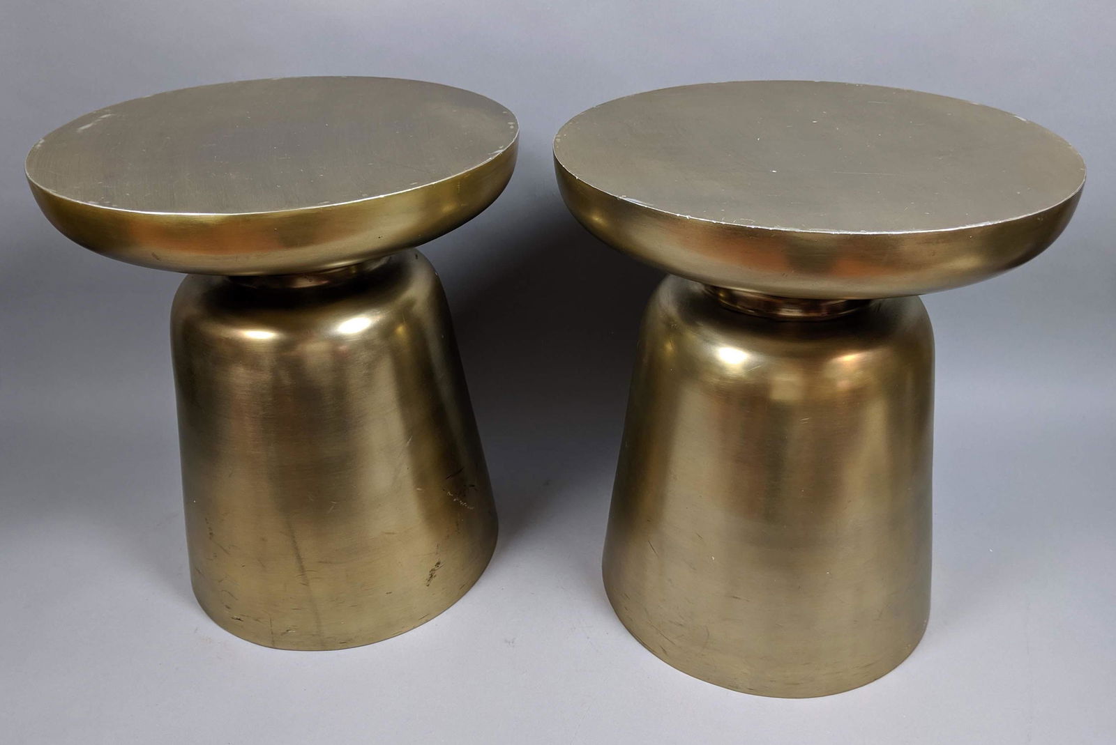 Pr Aluminum Pedestal Side End Tables. Modernist. (1 of 9)