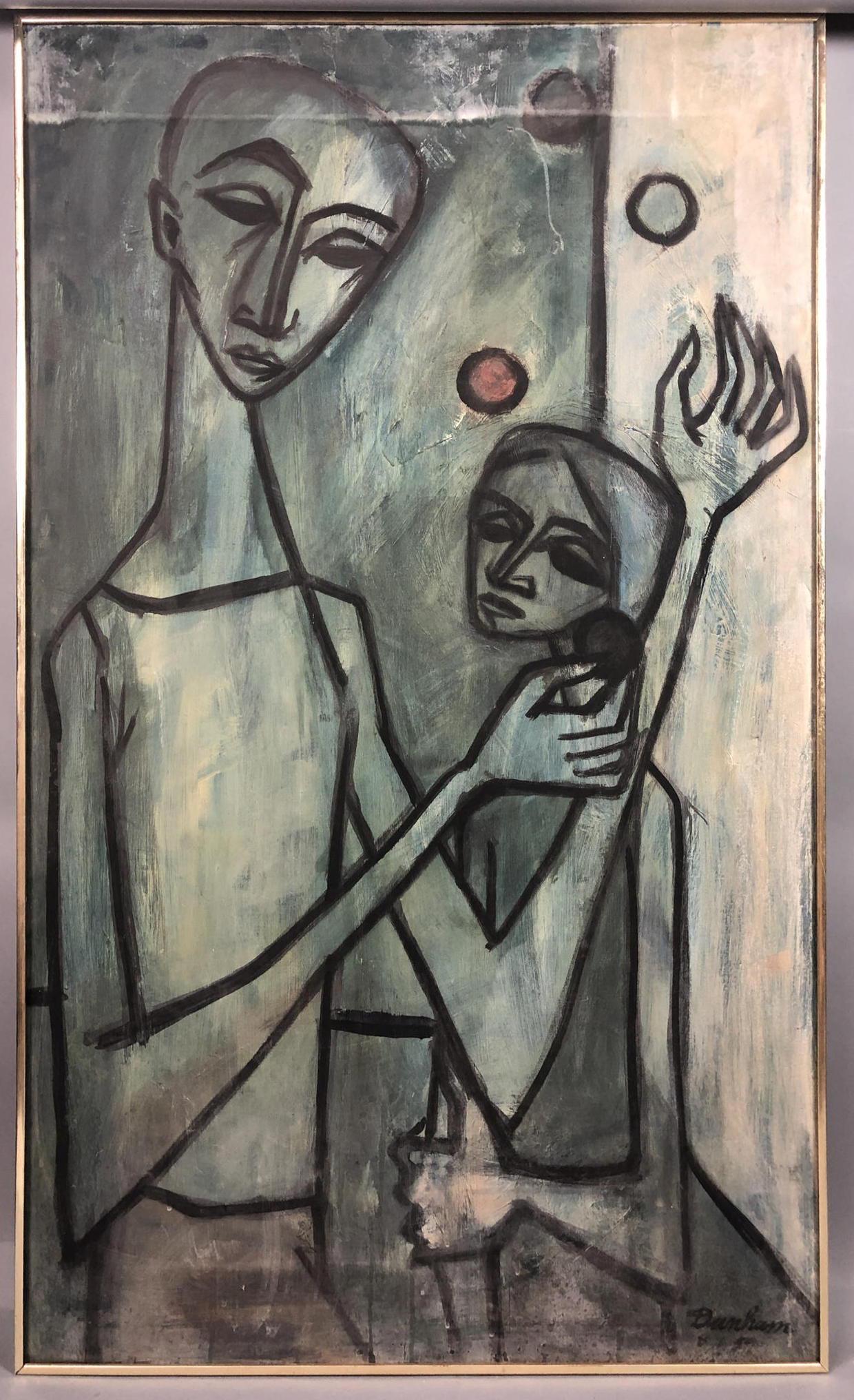 Lg JACQUES DUNHAM Abstract Figural Oil on Canvas. (1 of 11)