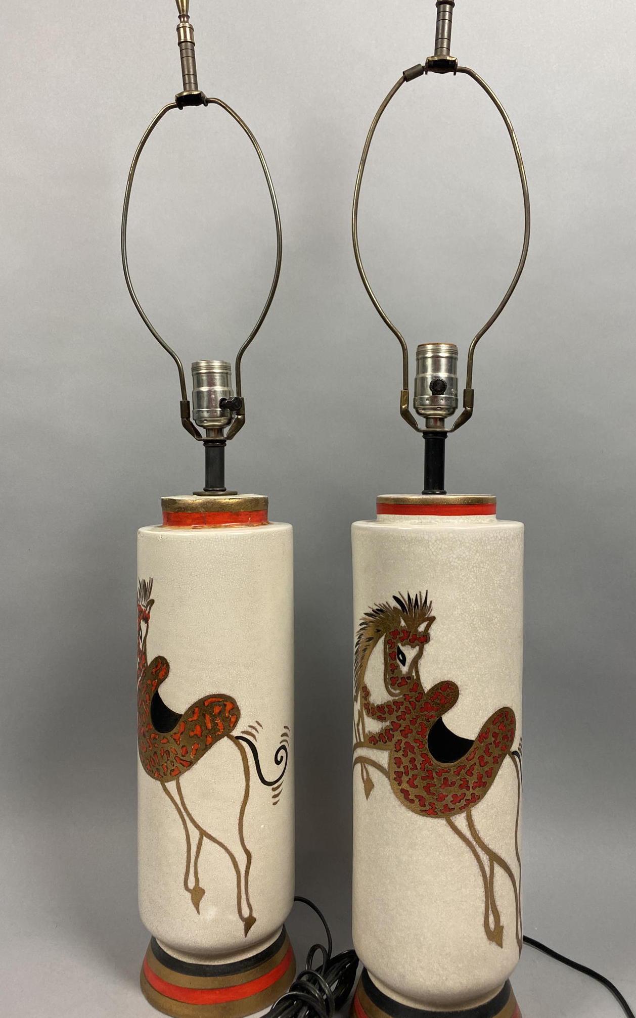 Pr UGO ZACCAGNINI Modernist Pottery Lamps. Cylind (1 of 11)