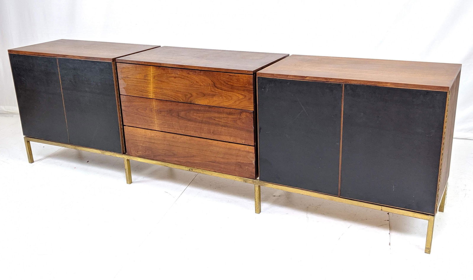 American Modern Walnut Three Cabinet Credenza Sid (1 of 14)
