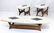 3pc American Walnut Terrazzo Table Set. Inlaid Ma