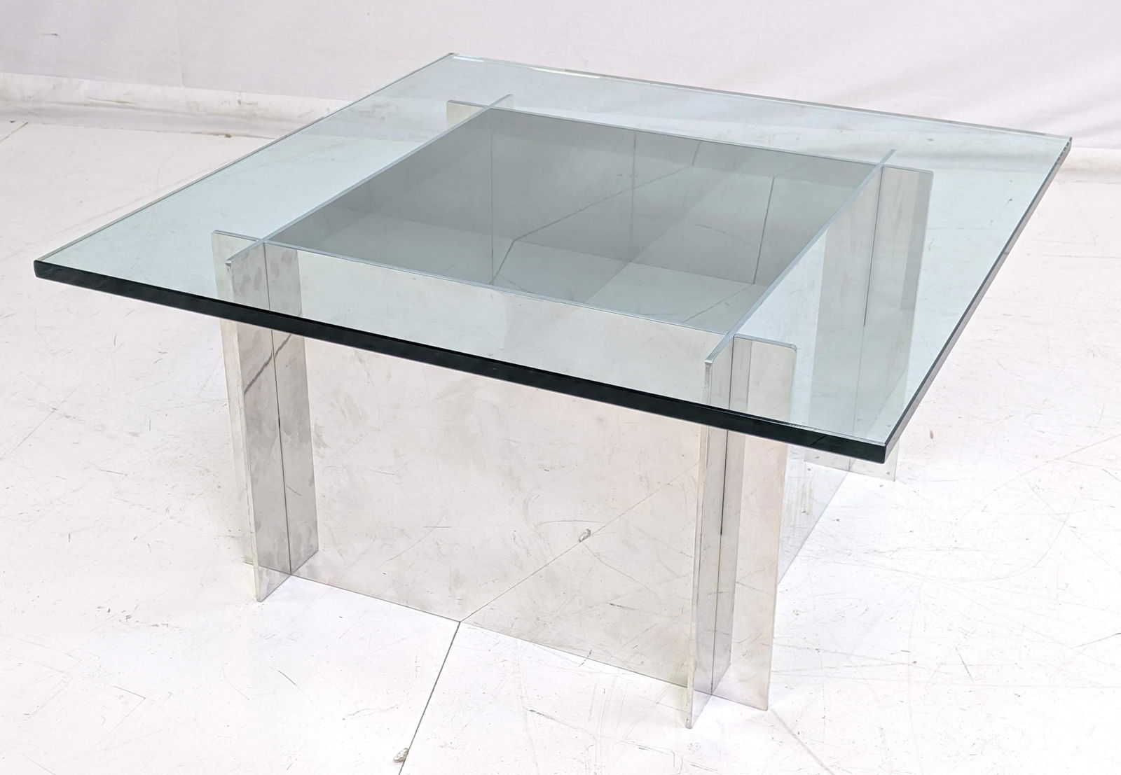 Modernist Aluminum Base Glass Coffee Table. Paul (1 of 8)