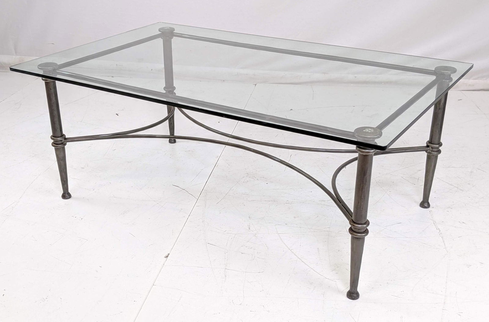 Decorator Welded Metal Cocktail Table. Glass Top. (1 of 7)