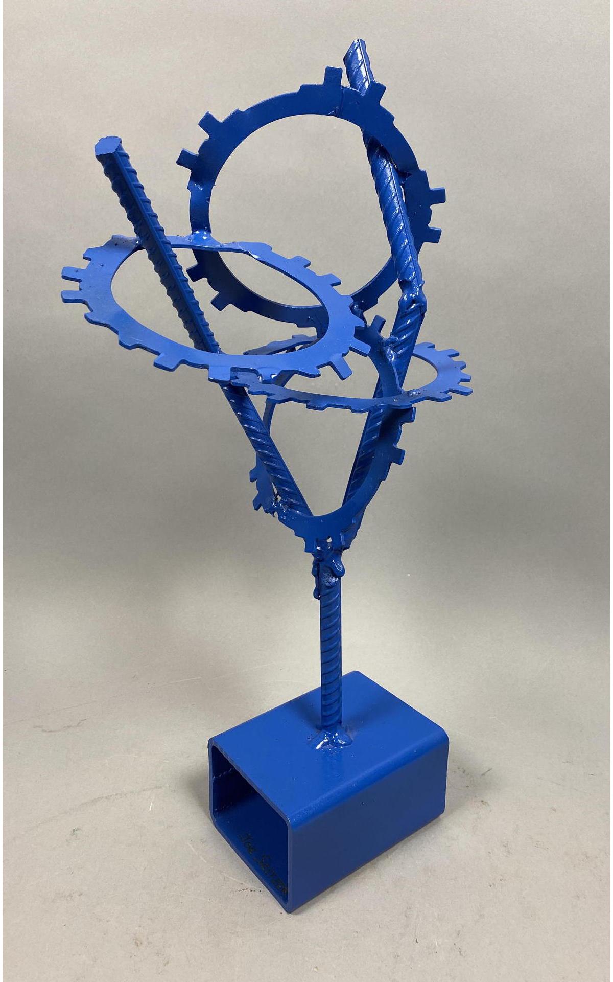 Industrial JOSEPH SELTZER Blue Metal Table Sculpt (1 of 10)