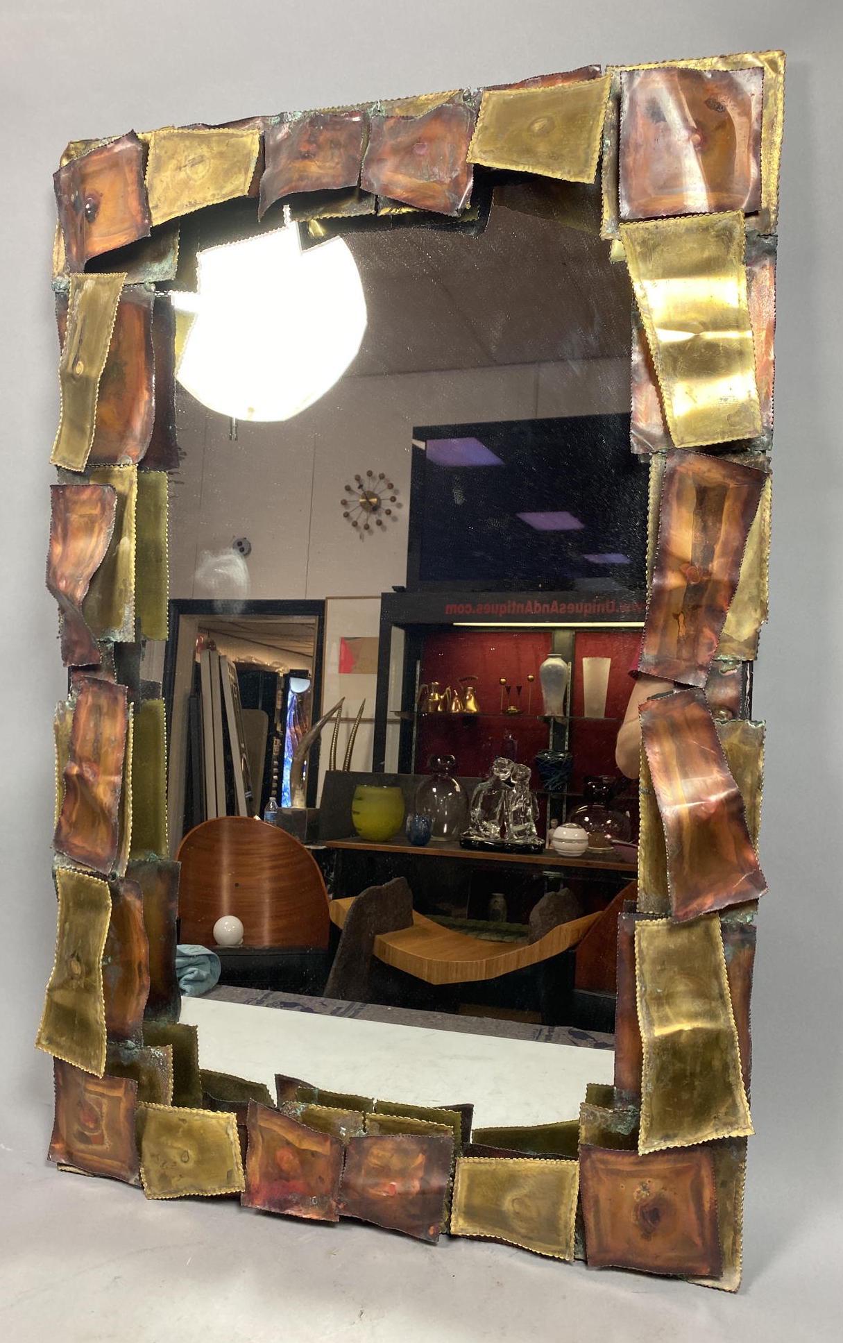 Vintage Mixed Metal Brutalist Wall Mirror. Patchw (1 of 10)