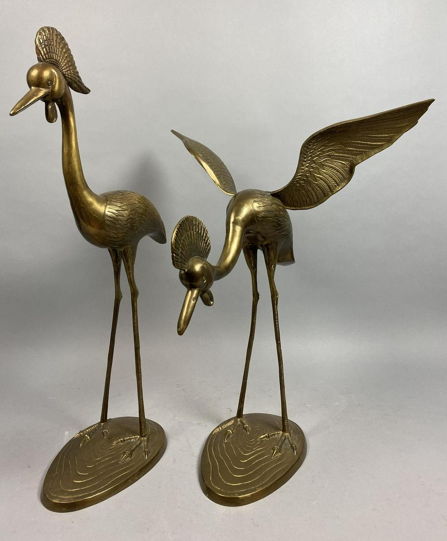 Pr Brass Figural Heron Bird Sculptures. Standing (1 of 10)
