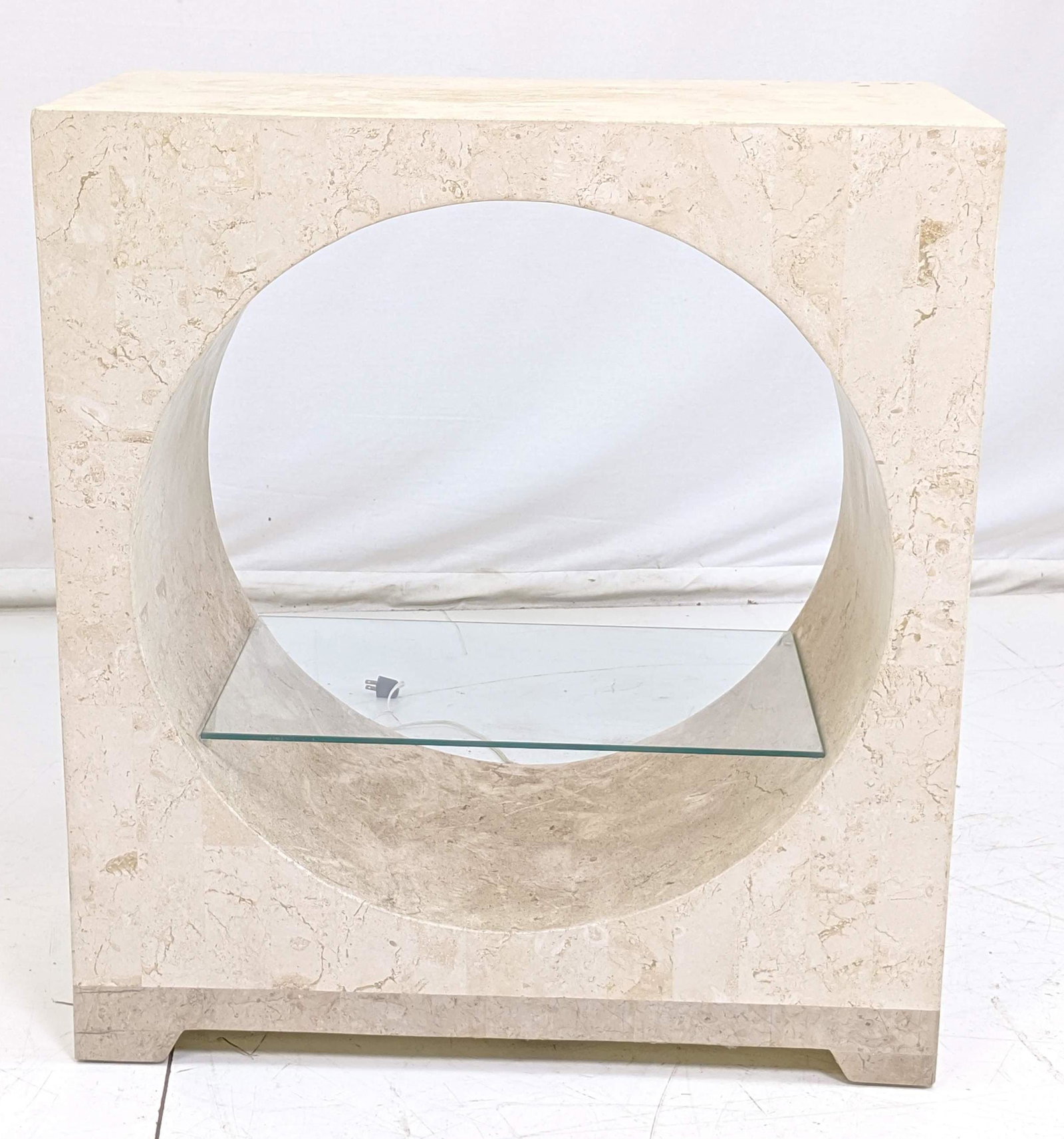 Travertine Marble Cube Table Console Display. Mod (1 of 11)