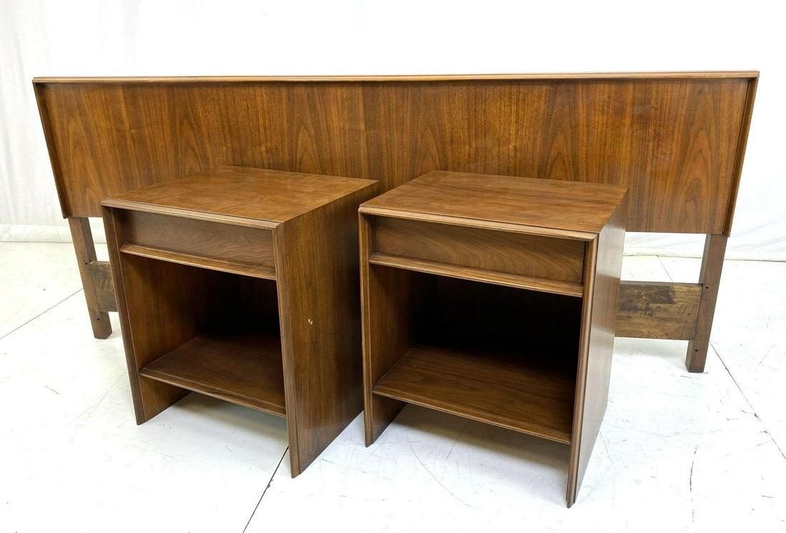 3pcs JOHN WIDDICOMB Dark Walnut Nightstands and H (1 of 13)