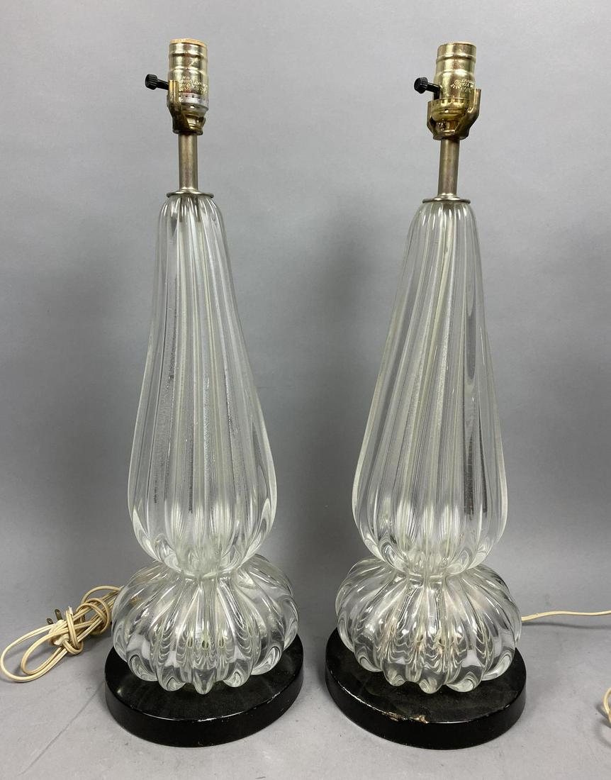 Pr Murano Art Glass Teardrop Form Table Lamps. It (1 of 11)