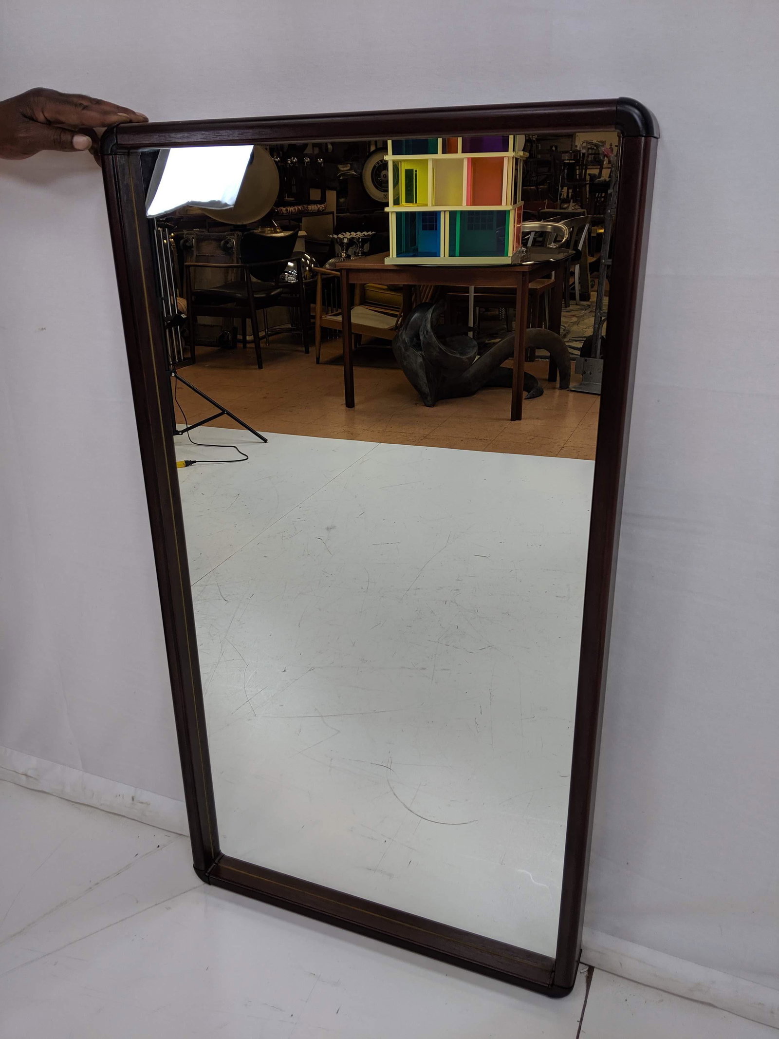 Danish Modern Mahogany Framed Wall Mirror. Marked (1 of 6)