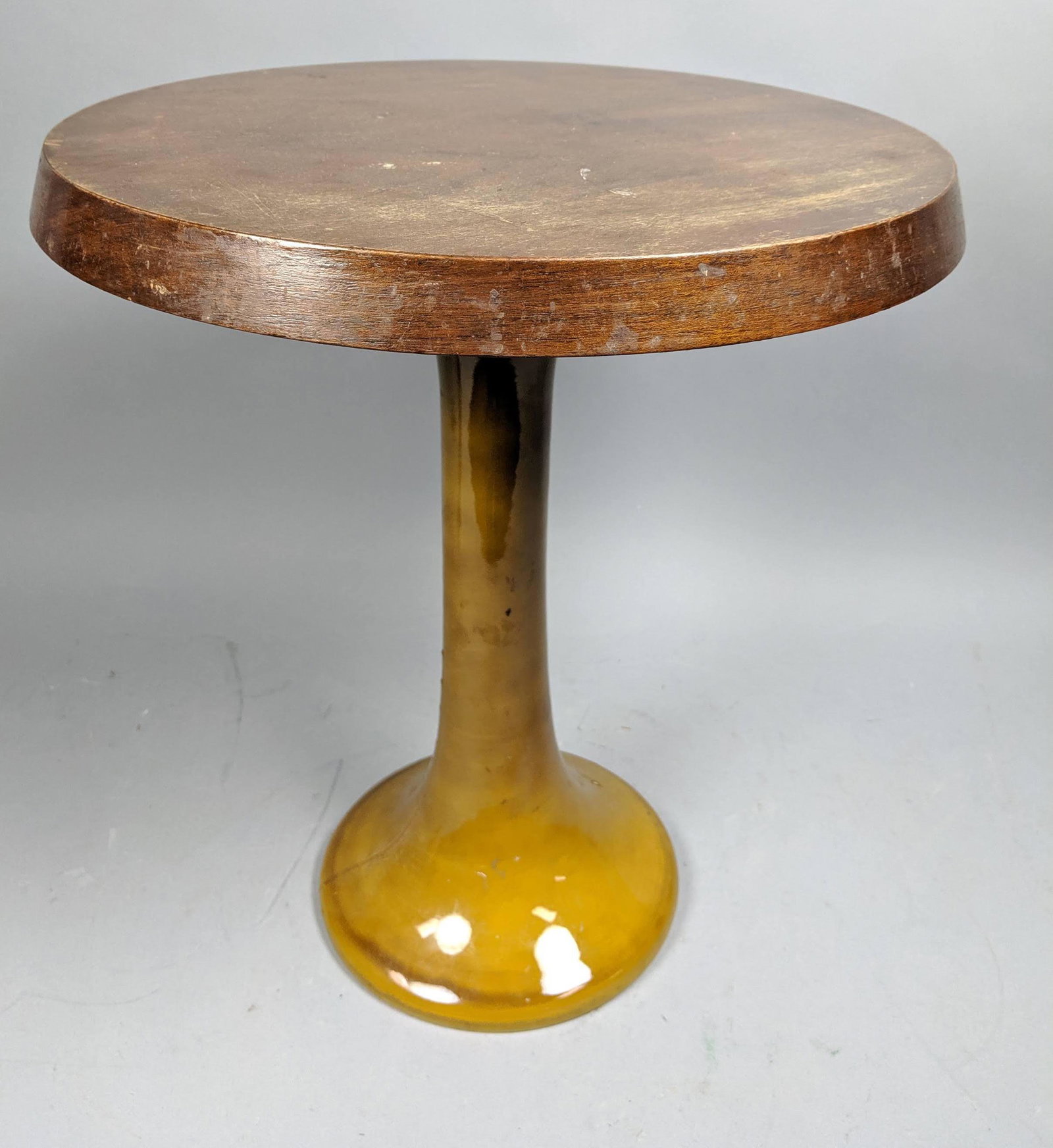Italian Design Pottery Base Walnut Top Side Table (1 of 11)