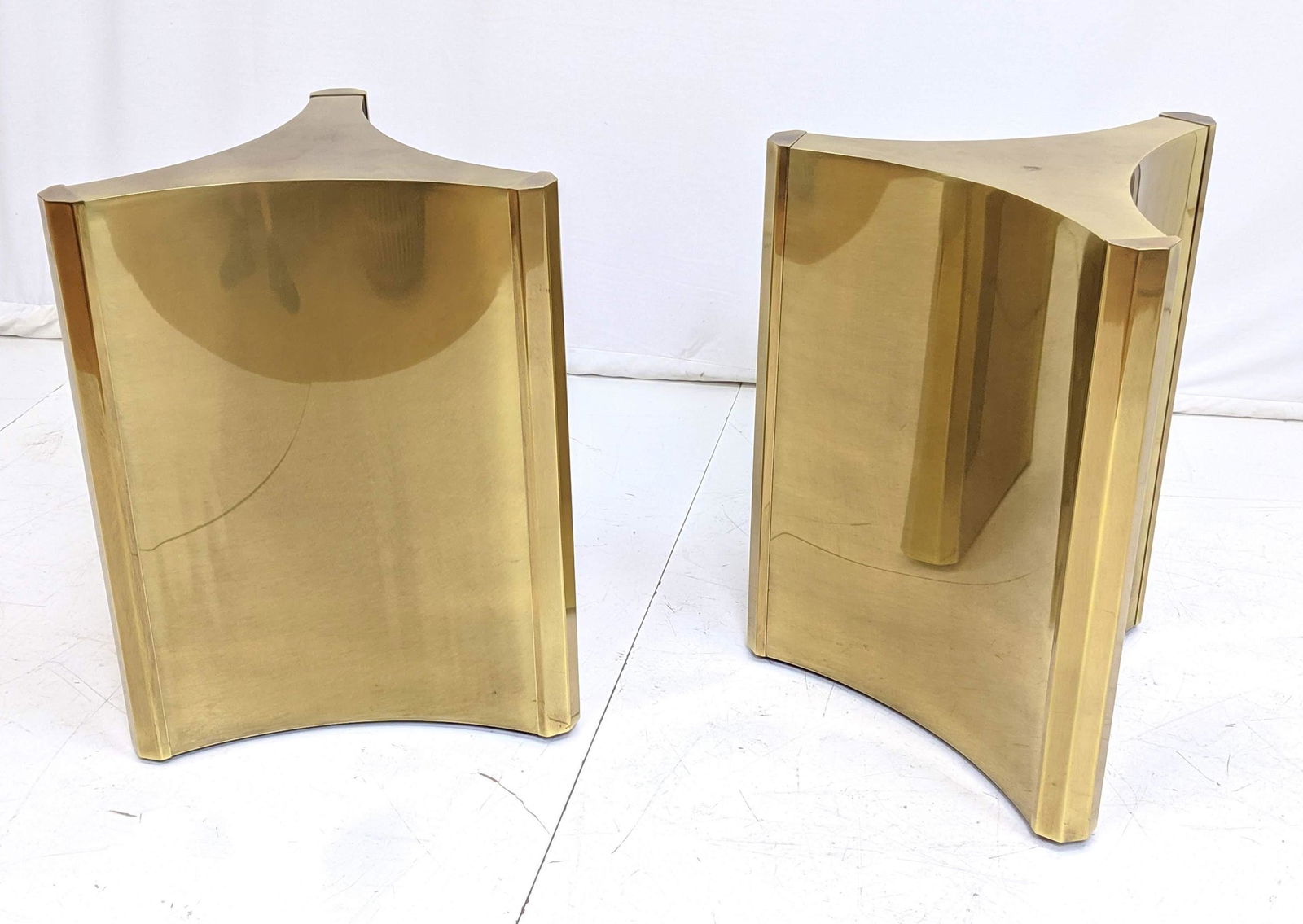 MASTERCRAFT Brass & Glass Dining Table. Two Brass (1 of 16)