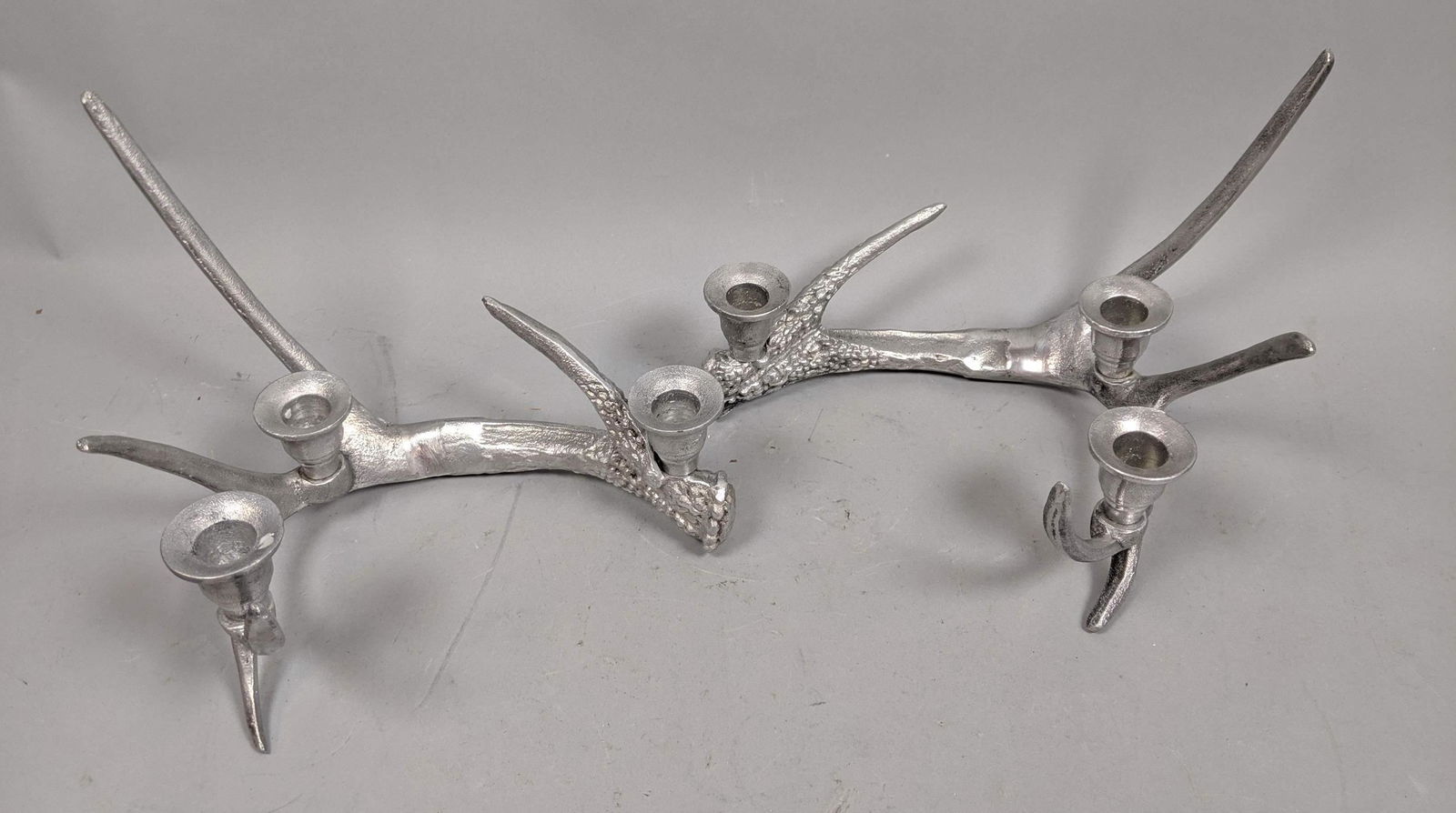 Pr Contemporary Aluminum Antler Candlesticks. (1 of 8)