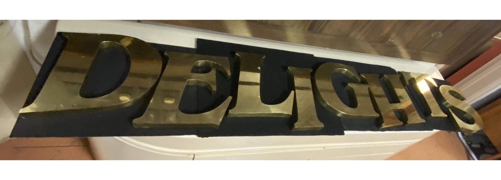 8pc Large Brass Letters Signage. "DELIGHTS". 12" letter (1 of 7)