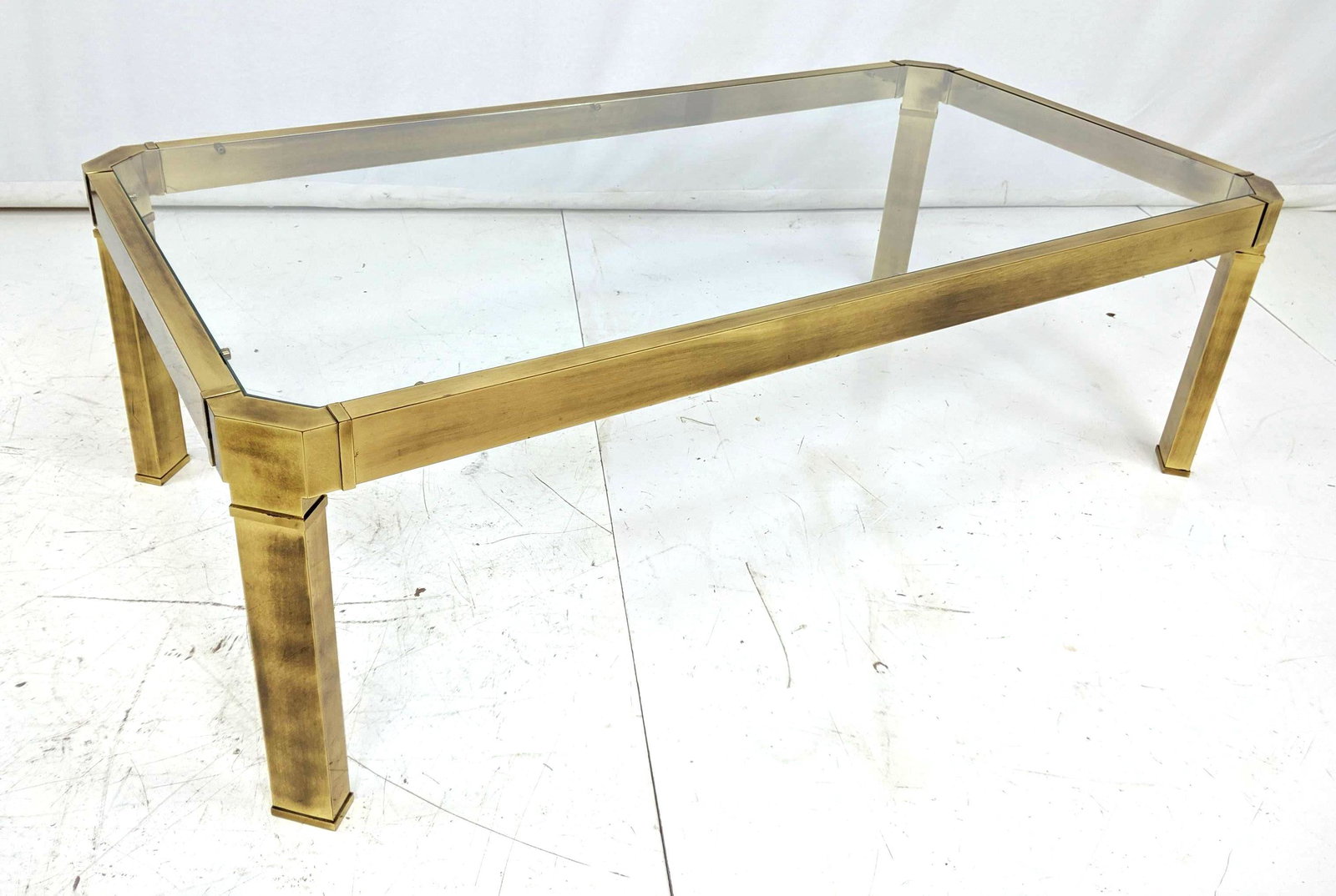 Mastercraft Style Heavy Brass Frame Coffee Table. Inset (1 of 6)