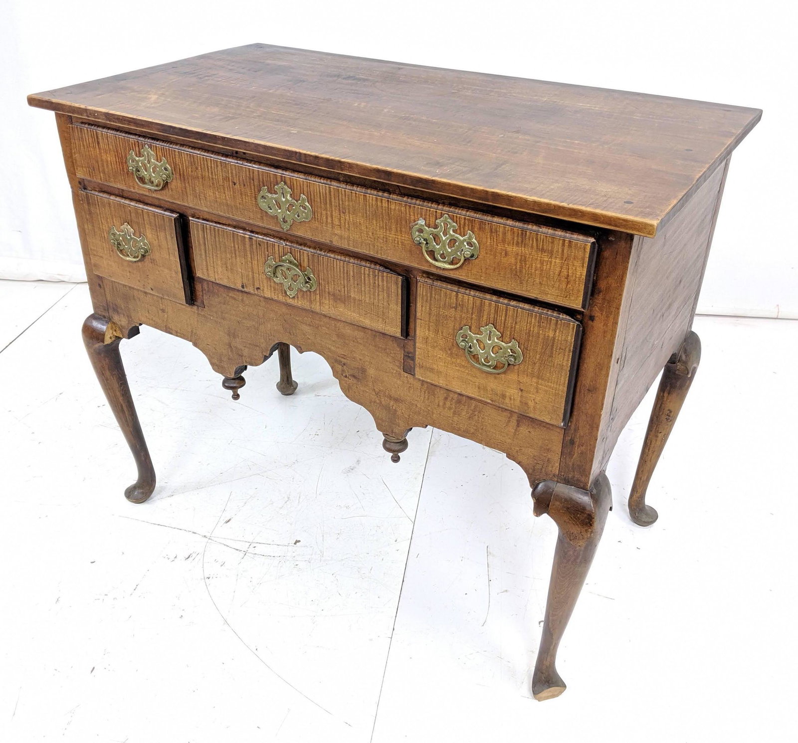Antique Lowboy with Decorative Skirt.  Brass Bat wing p (1 of 11)