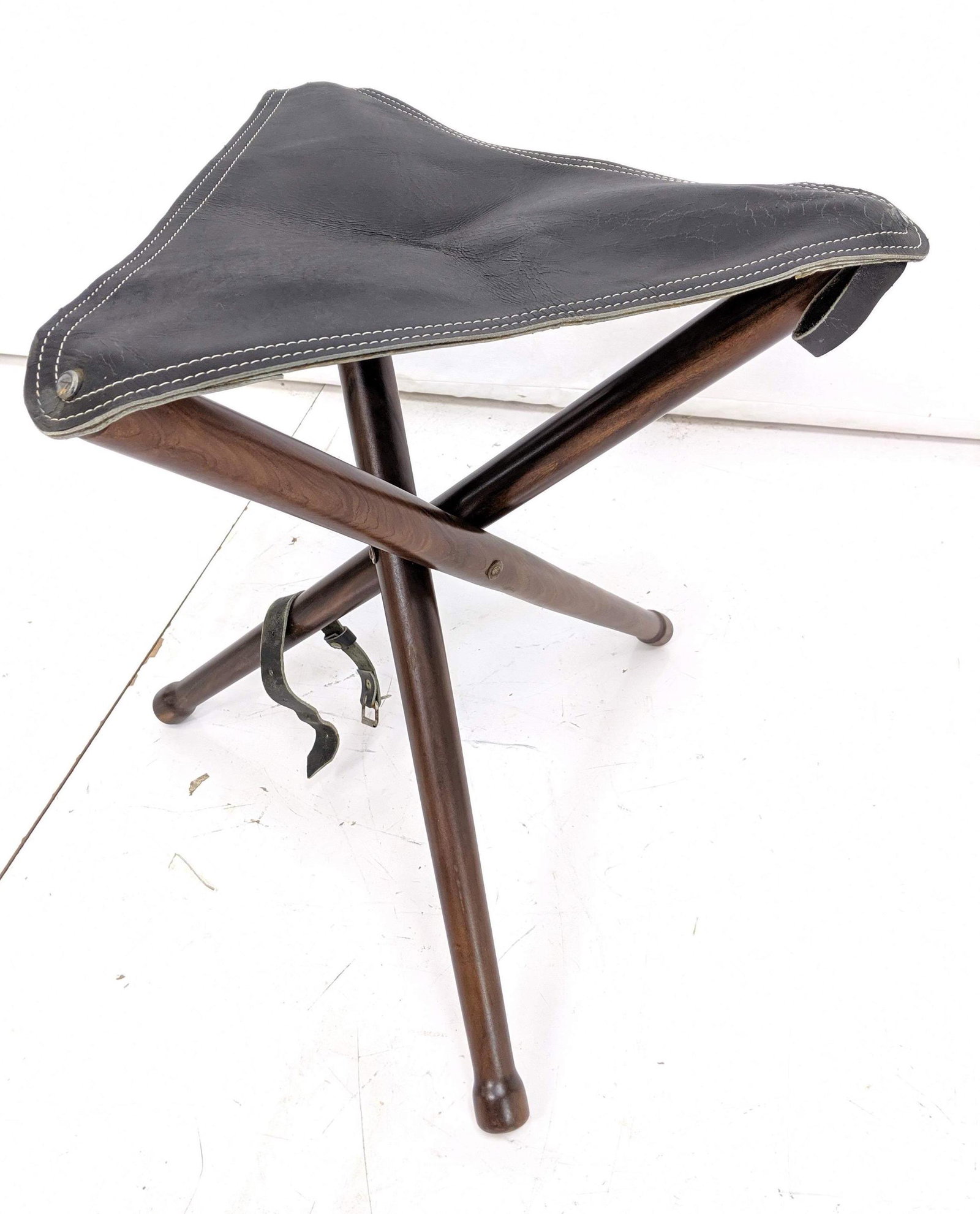 Leather & Wood Safari style Stool Seating. Kaare Klint (1 of 8)