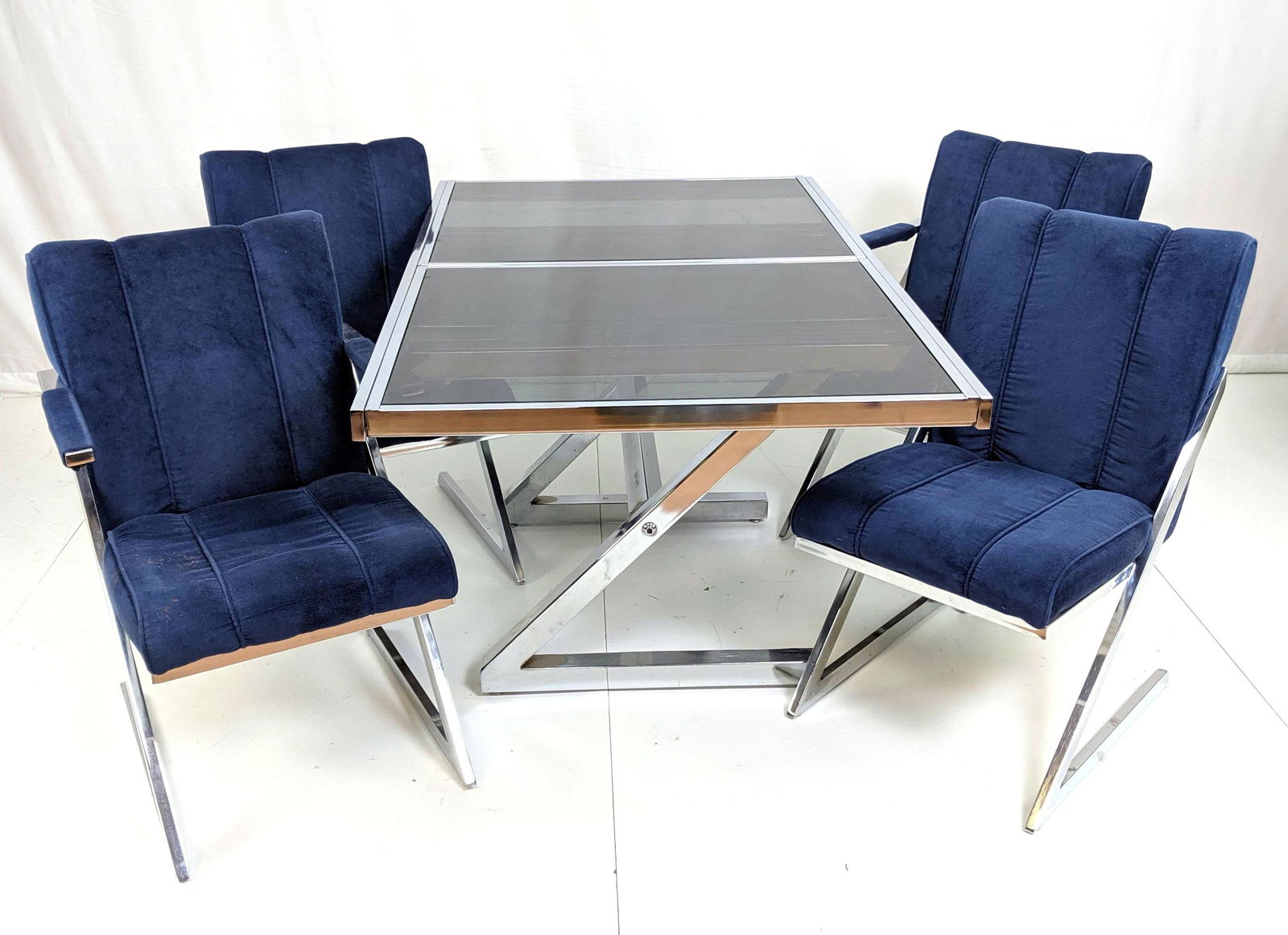 5 Pc Chrome Modernist Dining Set. All Z Chrome Frame. D (1 of 17)