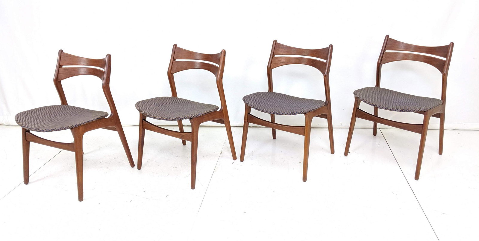 Set 4 Danish Teak Dining Side Chairs. Curved  Double St (1 of 9)
