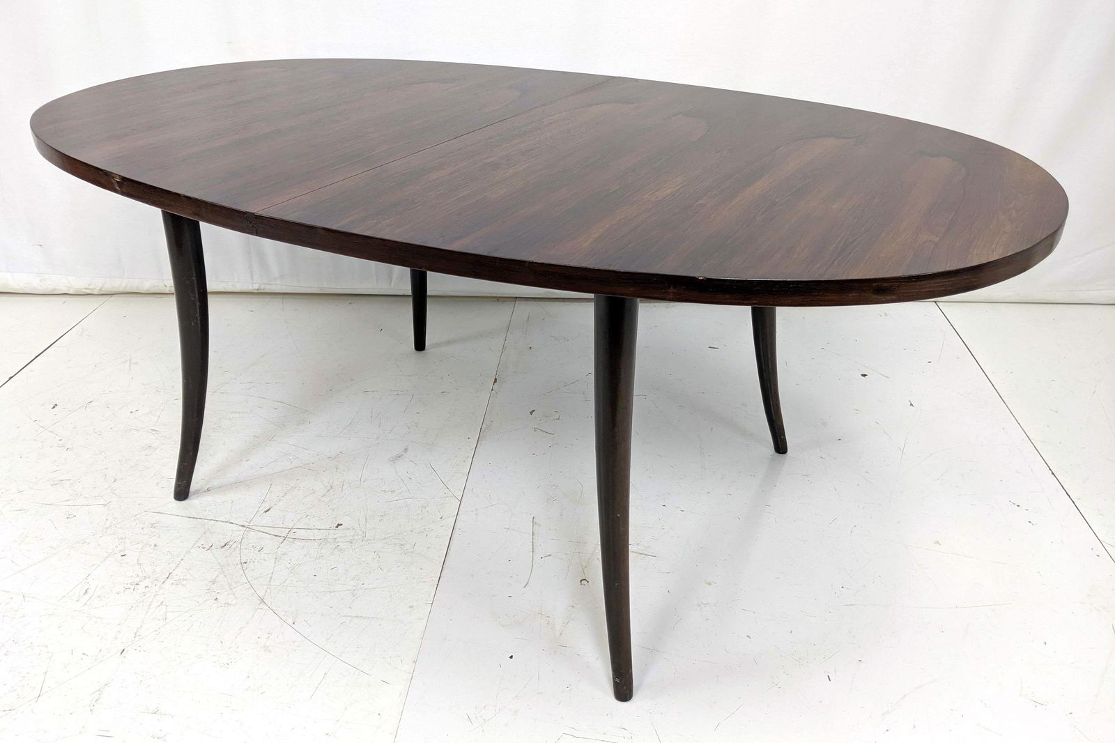 HARVEY PROBBER Rosewood Dining Table. Three 16" leaves. (1 of 10)