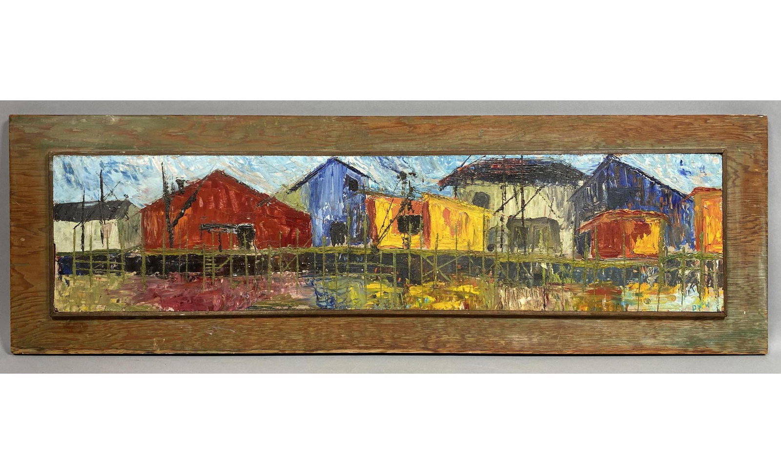 D M G W Modernist Abstract Oil Painting. Industrial Doc (1 of 8)