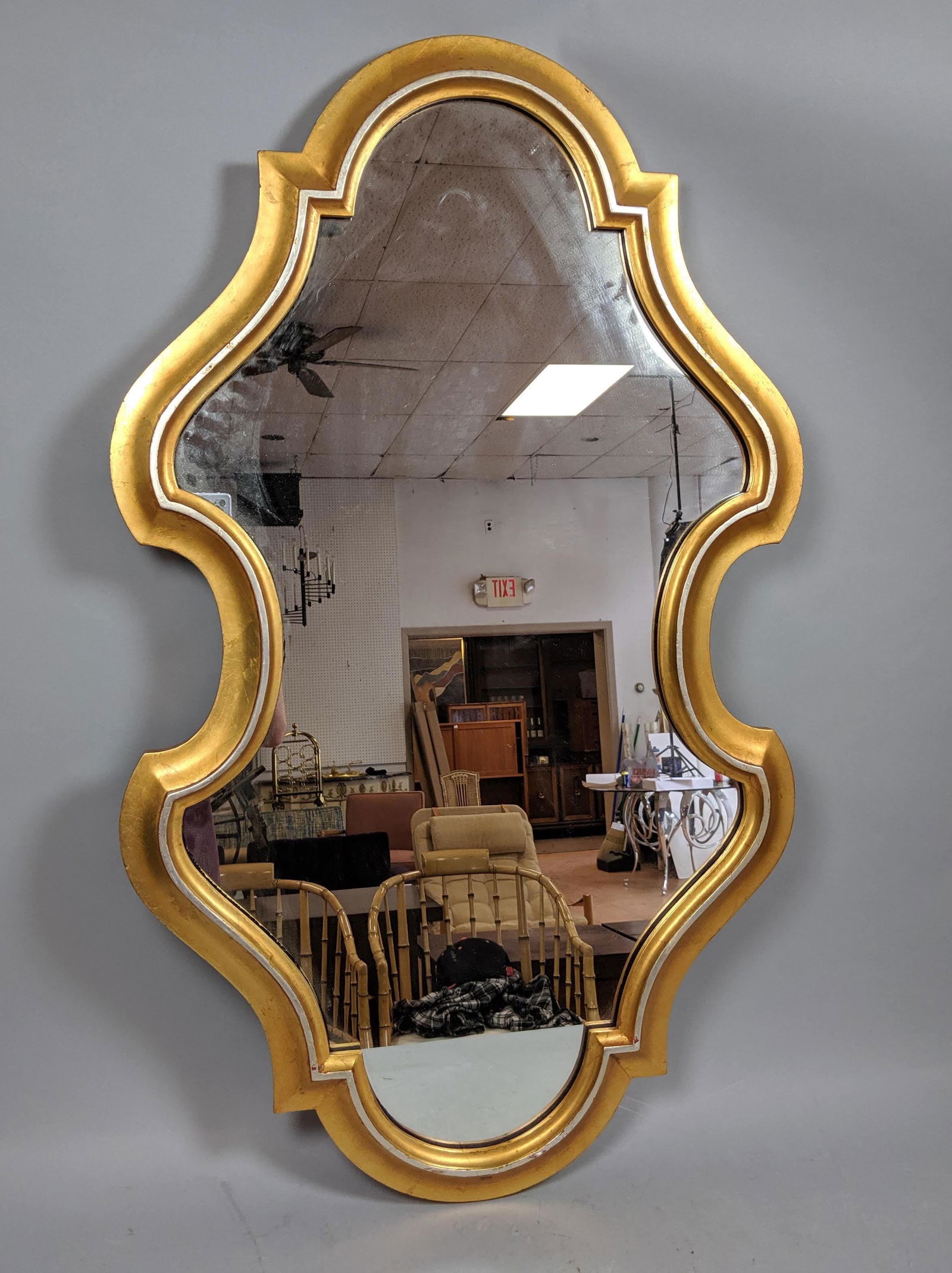 Gilt Wood LaBARGE Wall Mirror.  Modernist Elegant Curve (1 of 10)