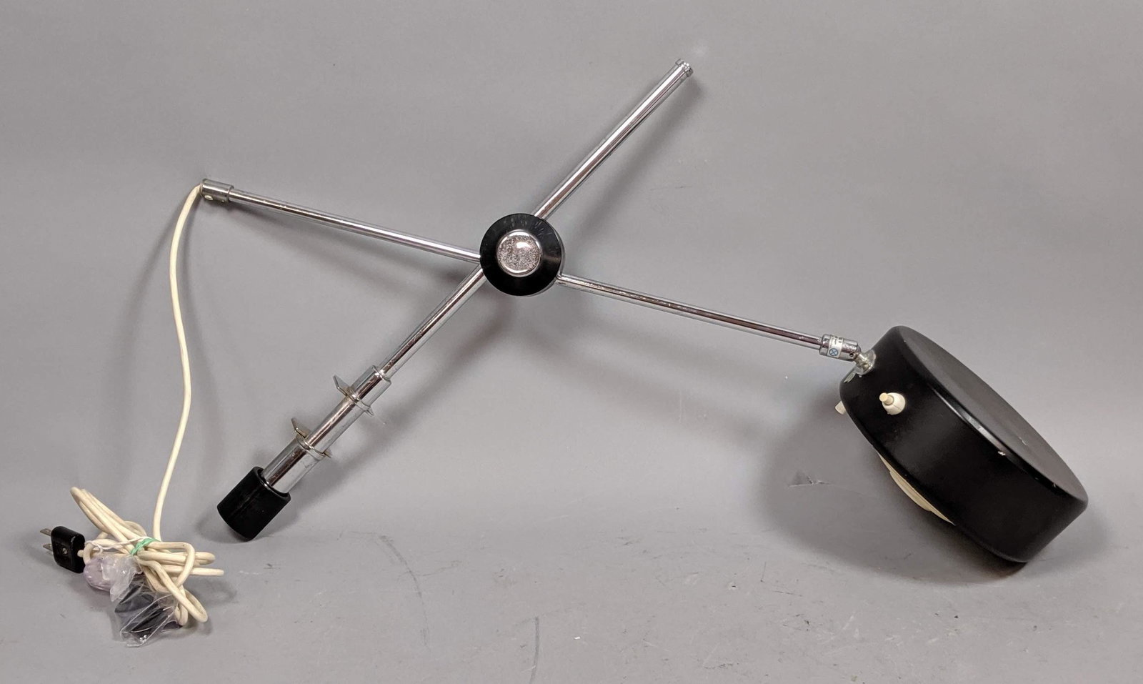 Modernist Swedish Chrome & Black Desk Lamp. Clamps to d (1 of 12)