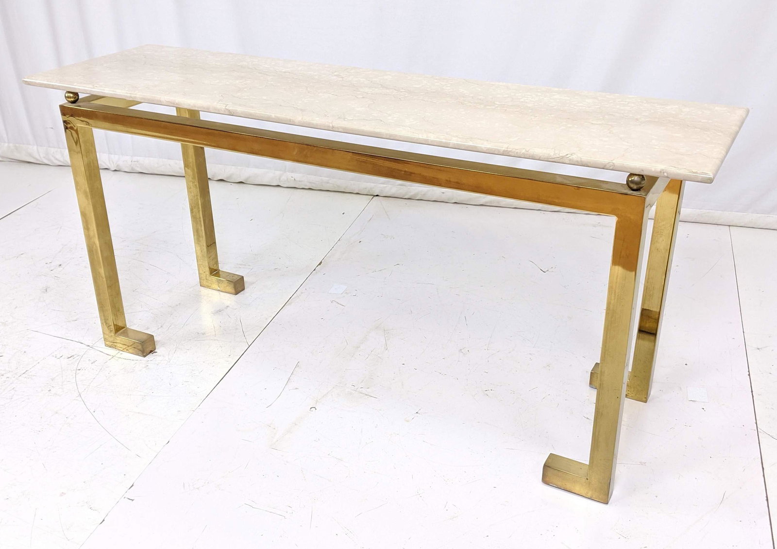 Decorator Marble Top Console Table with Brass Base (1 of 6)