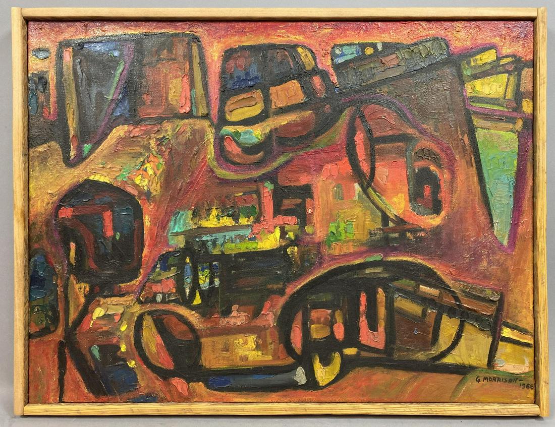 GEORGE MORRISON Abstract Modernist Oil on Canvas Painti (1 of 7)