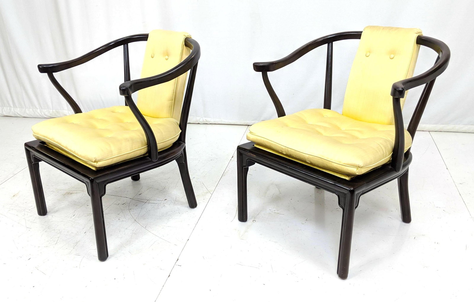 Pr DREXEL Asian Inspired Side Arm Lounge Chairs. Curvy (1 of 13)