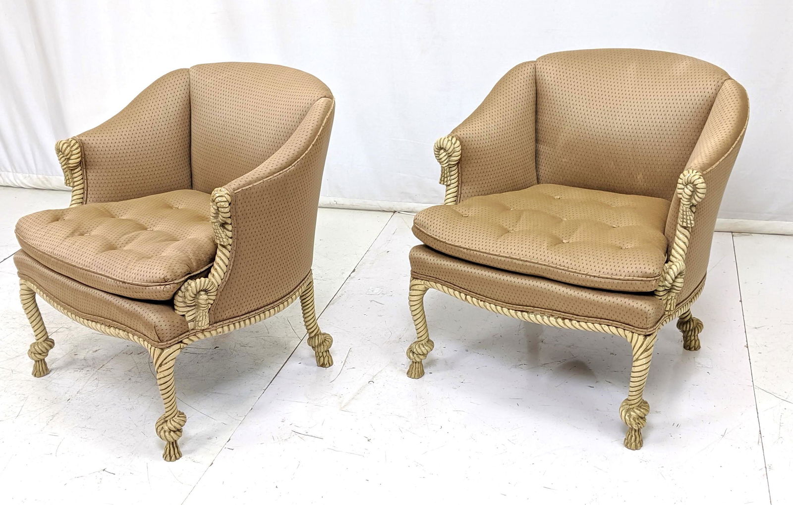 Napoleon III style Rope & Tassel arm chairs (1 of 12)