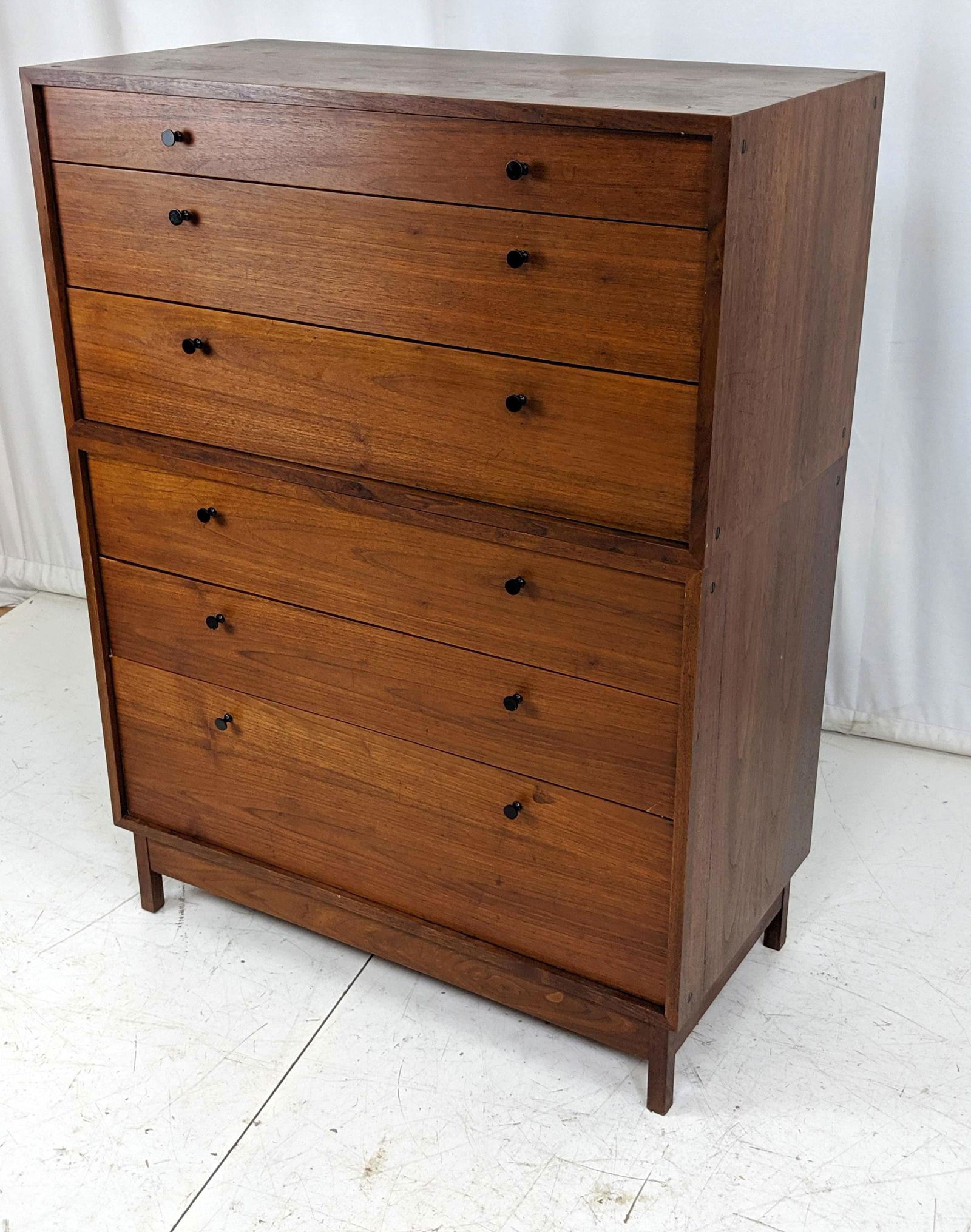 2pc Teak Modernist Stacking Tall Chest. Black metal pul (1 of 10)
