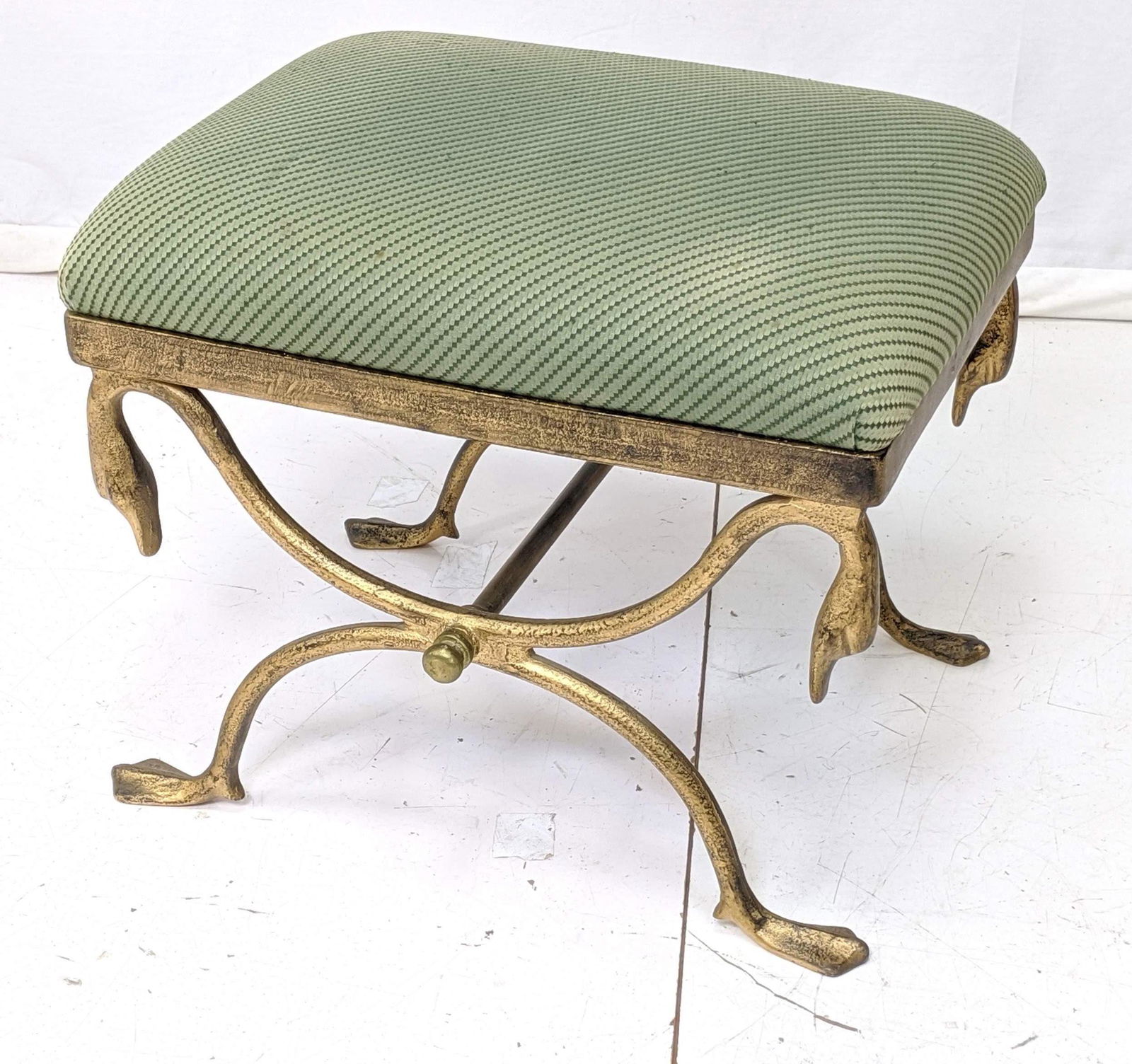 Heavy metal decorator goose X base bench. Gold gilt pai (1 of 8)
