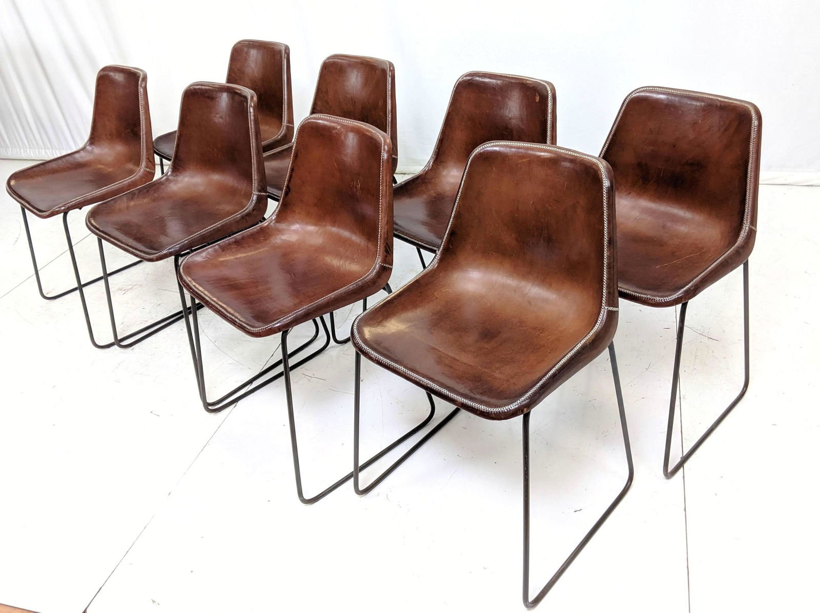 8pc GIRON DINING CHAIR IN LEATHER. SOL & LUNA.  Moderni (1 of 9)