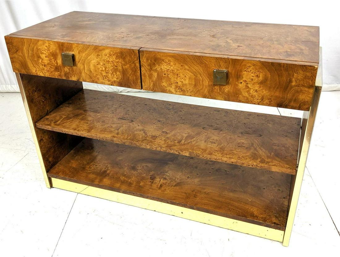 American Modern FOUNDERS Burl Wood Console Table. Two d (1 of 12)