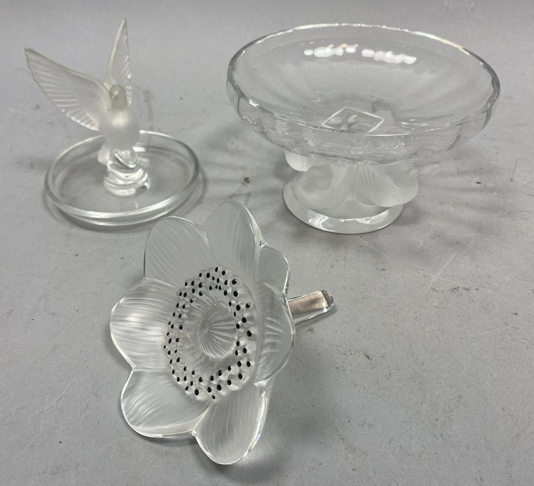 3pc LALIQUE FRANCE Crystal Table Ware Items. Small comp (1 of 9)