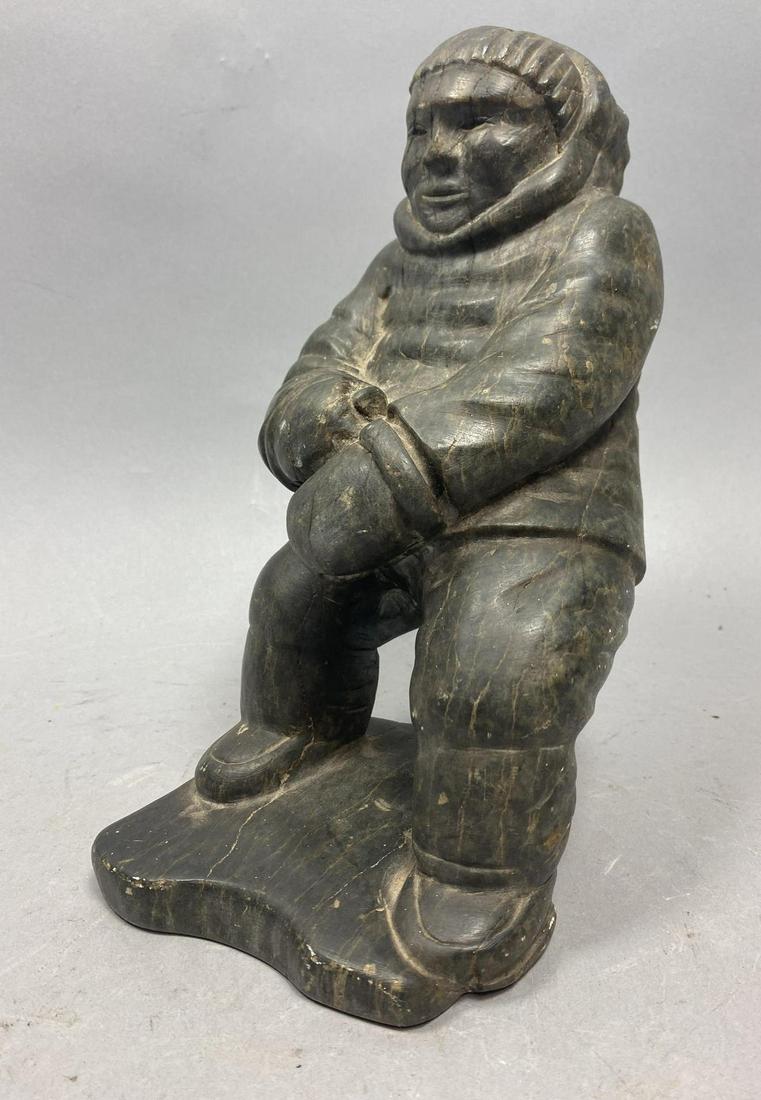Alaskan Eskimo Caved Stone Eskimo Figure Sculpture. Hea (1 of 8)
