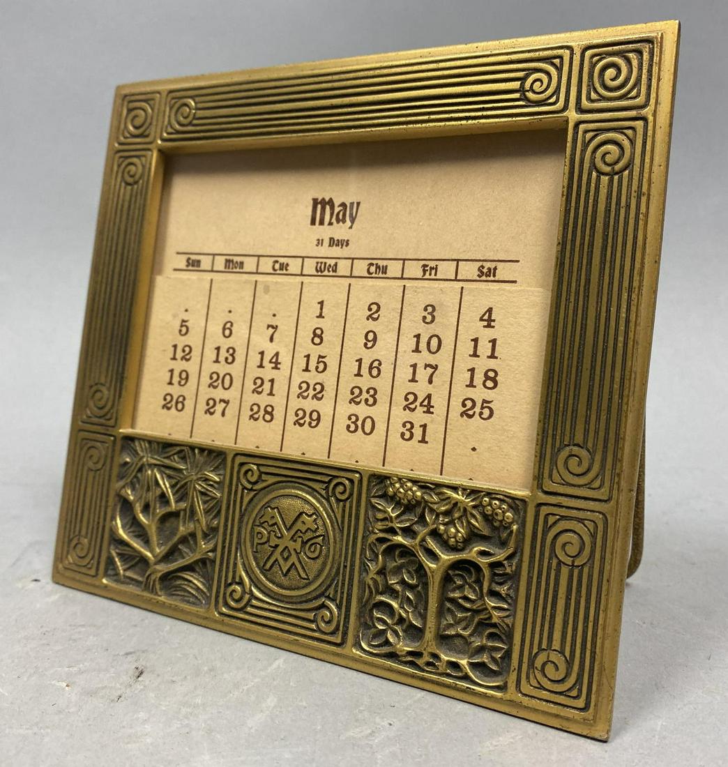TIFFANY STUDIOS Gilt Bronze Desk Calendar. Easel back M (1 of 6)