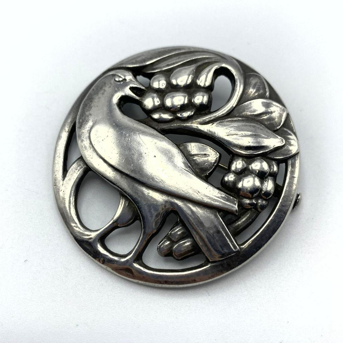GEORG JENSEN #175 Sterling Silver Bird Berries Pin. Mar (1 of 5)